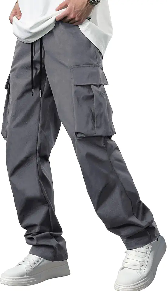 Men's Charcoal Grey Tapered Cargo Pants