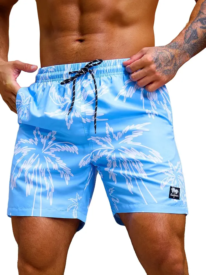 Verdusa Men's 7 Inch Swim Trunks with Pockets Quick Dry Swimsuit