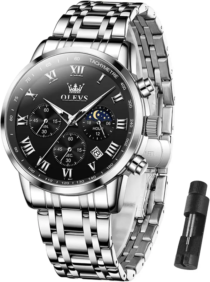 OLEVS Men Multifunction Watch, Multi Dial Waterproof Luminous Chronograph