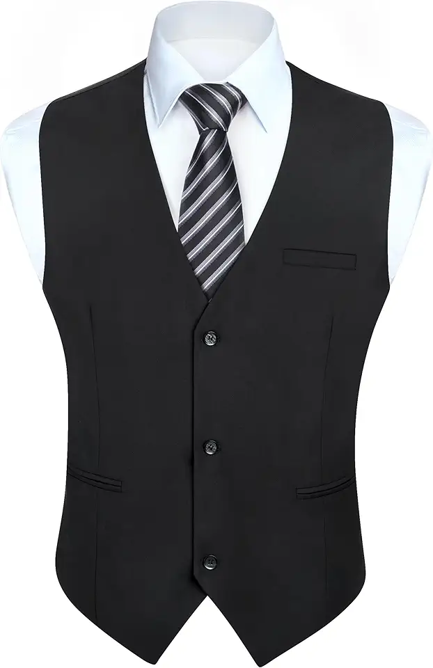HISDERN Men's Suit Vest Formal Waistcoat for Wedding Solid Slim Fit S-4XL