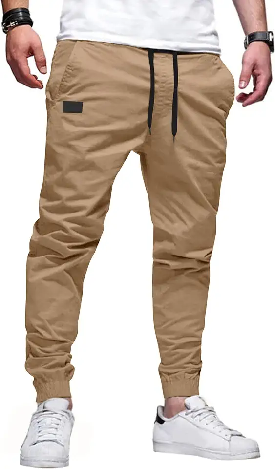 Men's Tan Cargo Jogger Pants