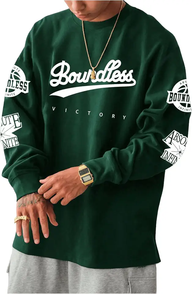 MakeMeChic Men's Graphic Oversized Sweatshirt Long Sleeve Streetwear