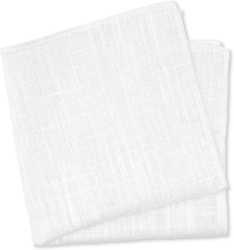BELLUNO Solid Pocket Square for Men, Cotton and Linen Blend