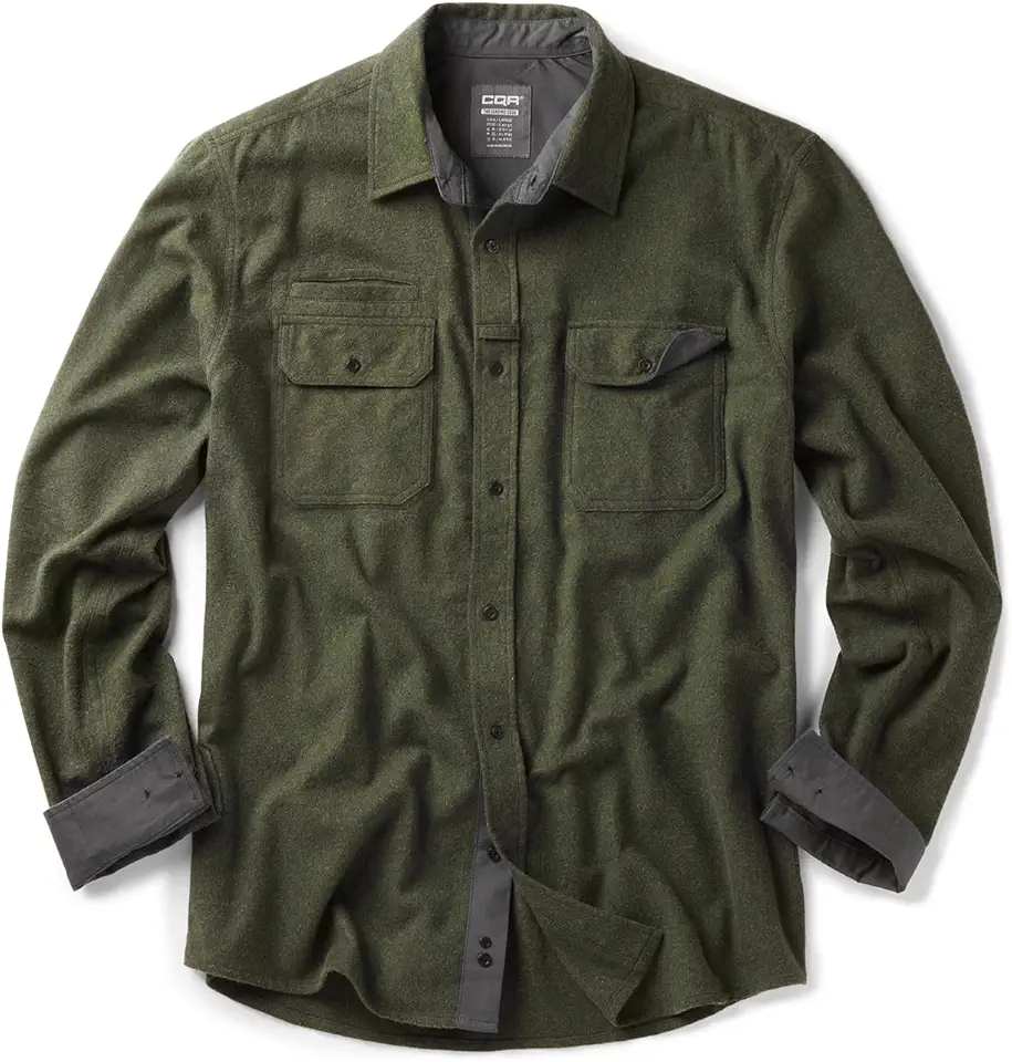 CQR Men's 100% All Cotton Button Down Flannel Shirts, Long Sleeve Brushed Warm Soft Casual Outdoor Plaid Shirt