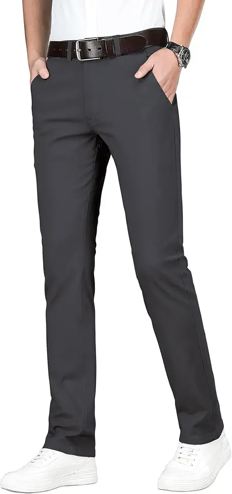ESSYSHE Men’s Chinos Pants Casual Khaki Slim Fit Pants Stretch Tapered Slacks