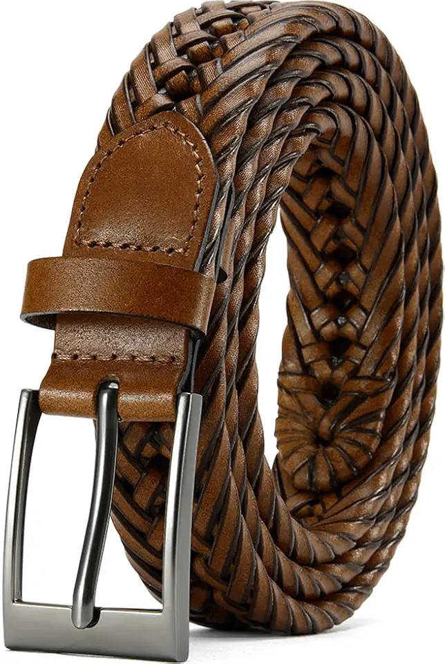 DOOPAI Mens Belts, Braided Leather Dress Belt,Woven Braided Belts for Gift Men Casual Jeans Golf