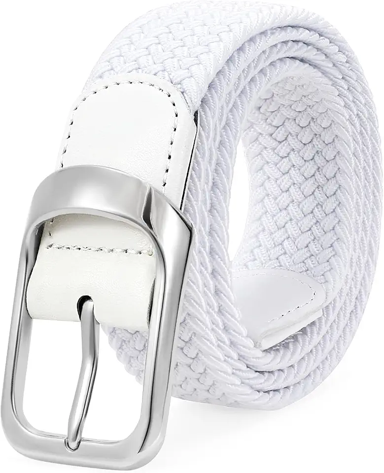 Global Recycled Standard JASGOOD Stretch Belt for Men, Men Women Elastic Woven Braided Belt 1 3/8 Casual Belt Golf Belt for Jeans Pants