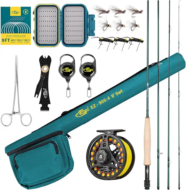 SF Fly Fishing Rod and Reel Combo Starter Kit for Beginners