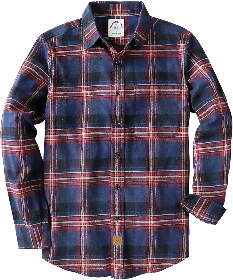 Dubinik® 6 oz Flannel Shirt for Men Cotton Casual Long Sleeve Button Down