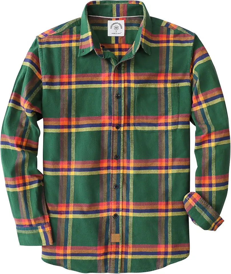 Dubinik 6 oz Flannel Shirt for Men Cotton Casual Long Sleeve Button Down