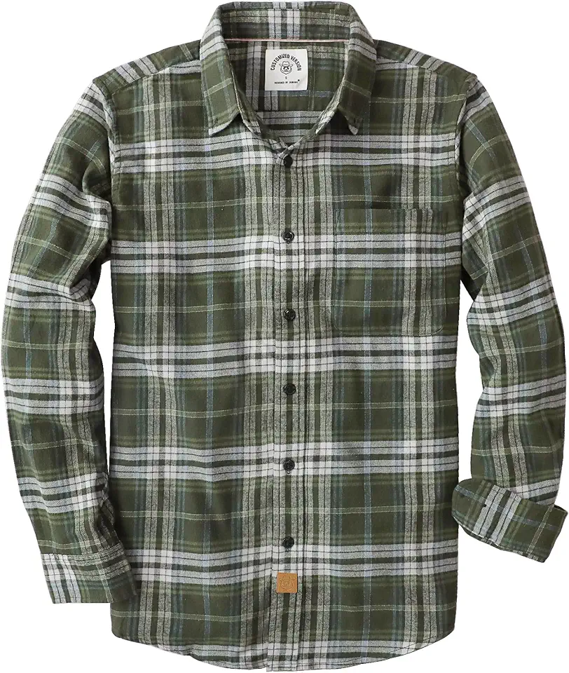 Dubinik® 6 oz Flannel Shirt for Men Cotton Casual Long Sleeve Button Down