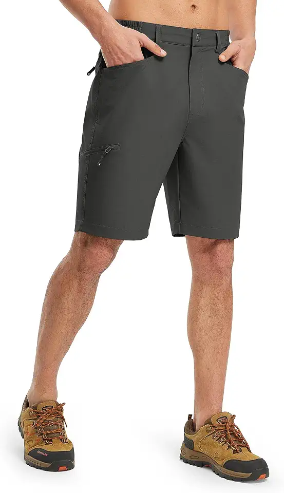Men's Mid Grey Flat Front Trail Shorts