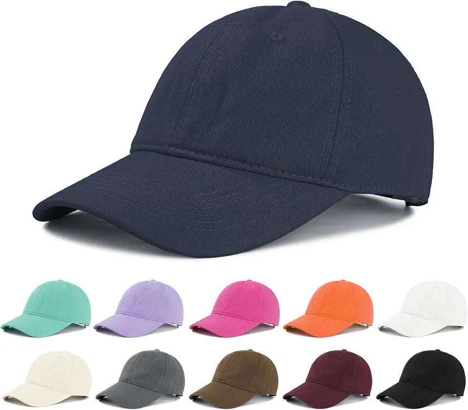 American Trends Baseball Cap for Women Men Adjustable Cotton Dad Hat, Classic Plain Ponytail Hat for Workout & Everyday Wear