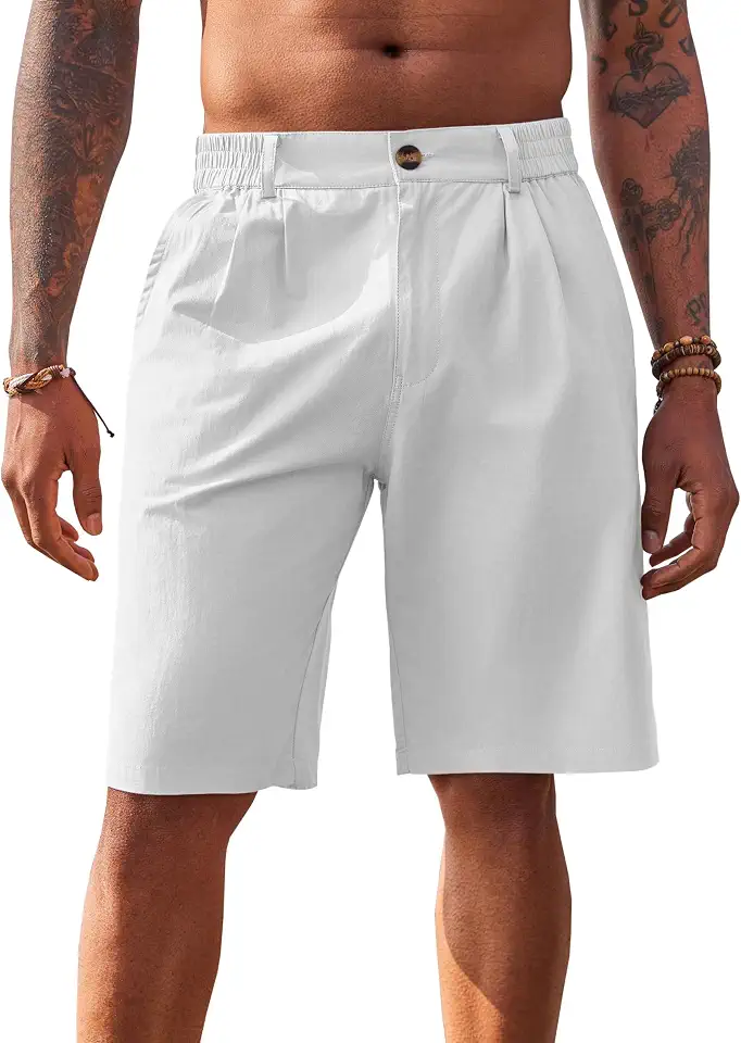 Runcati Mens Golf Shorts Flat Front Chino Dress Work Short Pants