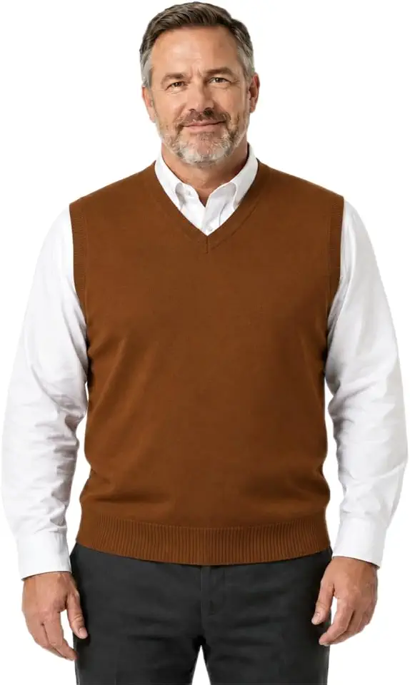Krumba Mens Cotton Sweater Vest: Lightweight V-Neck Knit