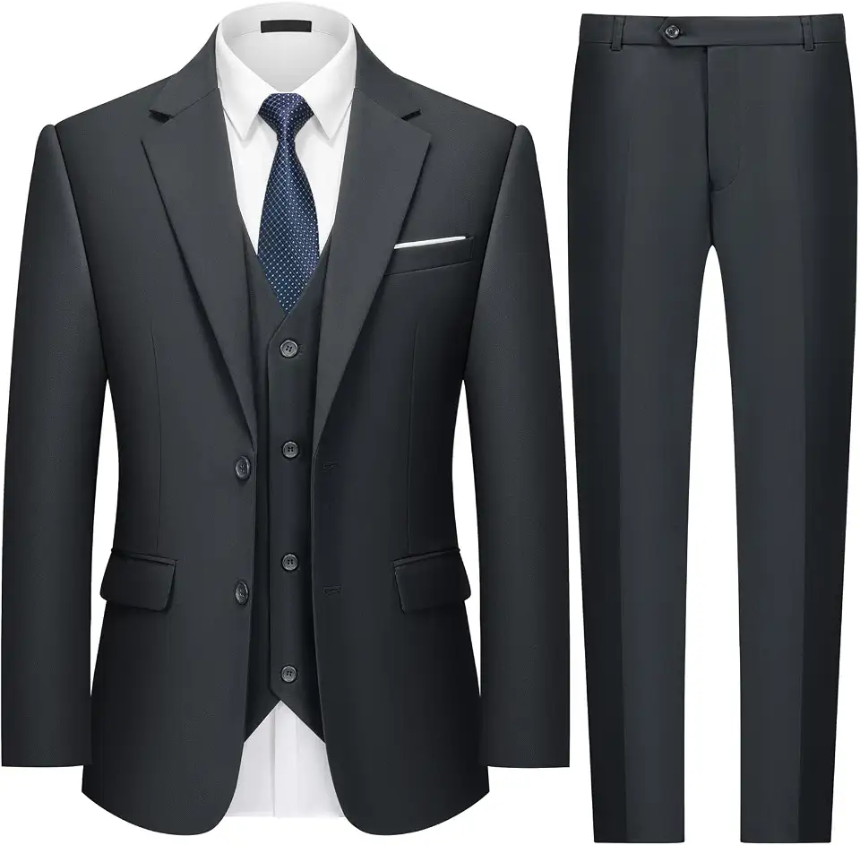 MAGE MALE Mens 2 Button 3-Piece Suits Slim Fit Tuxedo Set Wedding Business