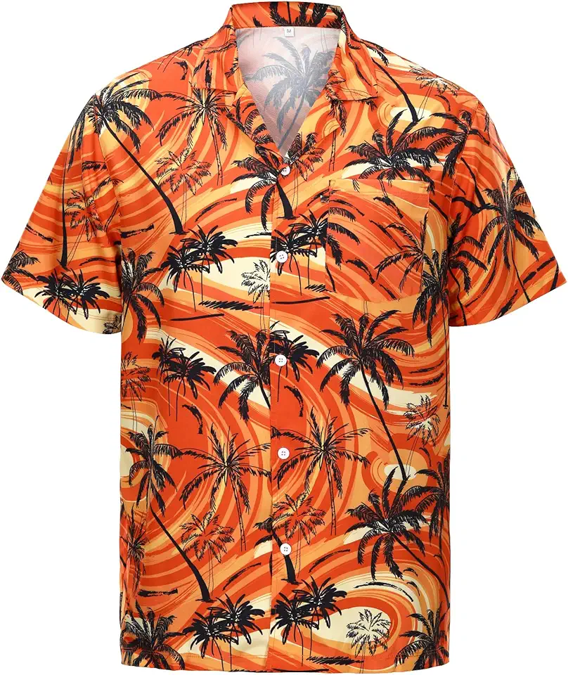 Hawaiian Shirts for Men Short Sleeve Casual Button Down Shirt Summer Beach Aloha Shirt Holiday Party Tropical Print