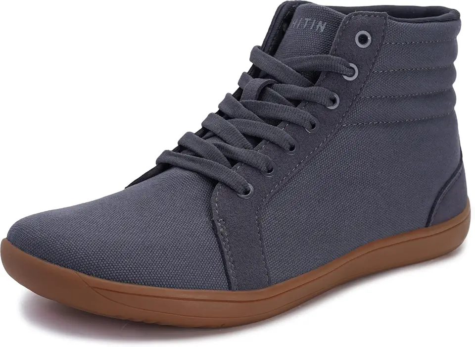 WHITIN Men's Wide Hi-Top Minimalist Barefoot Shoes with Ankle Support W823 | Natural Toe Freedom, Zero Drop Sole, Lightweight Comfort for Casual Everyday Walking
