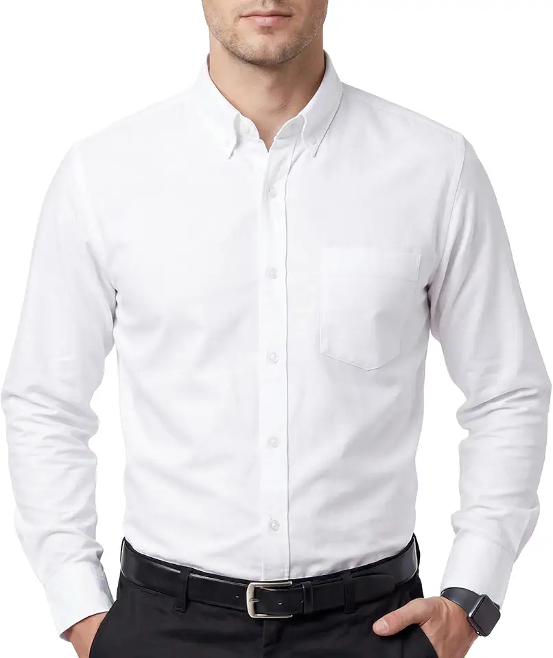 Cotton King Mens 100% Cotton Oxford Shirt Long Sleeve Dress Shirts for Men Button Down Work Casual Shirt with Pocket