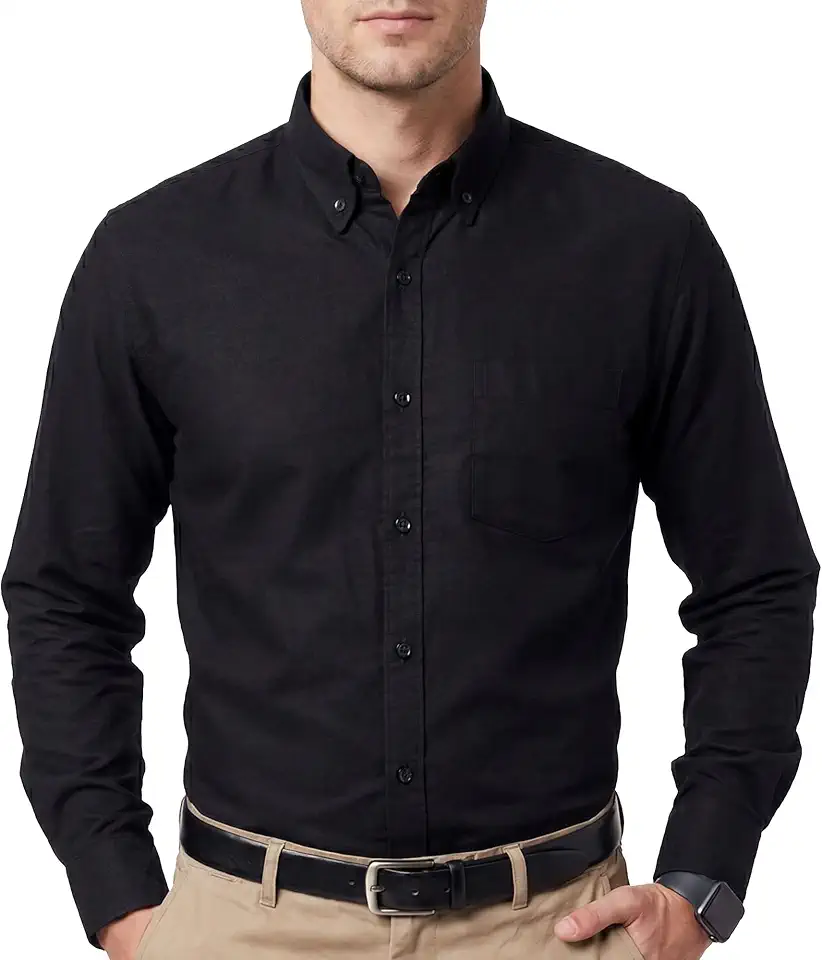 Cotton King Mens 100% Cotton Oxford Shirt Long Sleeve Dress Shirts for Men Button Down Work Casual Shirt with Pocket