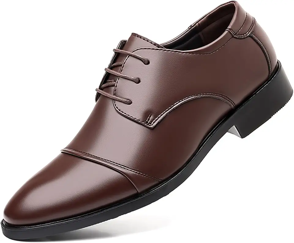 Men's Burgundy Leather Cap Toe Shoes