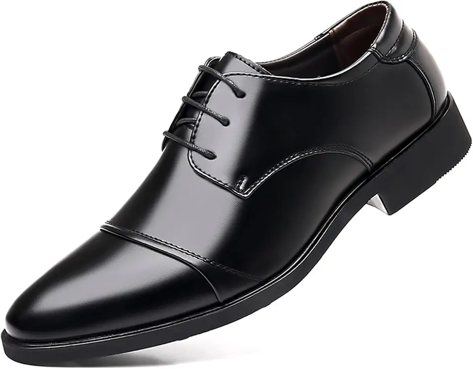 Men's Classic Black Leather Oxford Dress Shoes