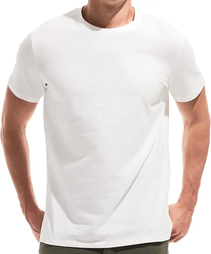 VEIISAR Mens T Shirt - Short Sleeve Crew Neck Soft Fitted Elastic Tees Fresh Classic Tshirts Color 20+