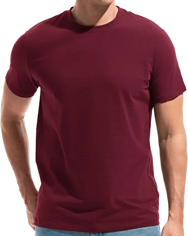 VEIISAR Men's Cotton Stretch T-Shirt, Midweight, Soft & Breathable, for Daily & Sports, All-Season