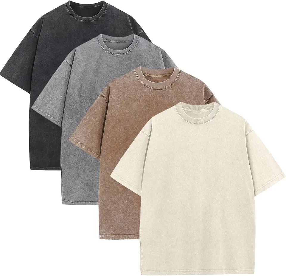 ClimatePartner Verified KEEPSHOWING Mens Oversized T Shirts Acid Wash Loose Fit Vintage Washed Tee Shirt Short Sleeve Streetwear Casual T-Shirts