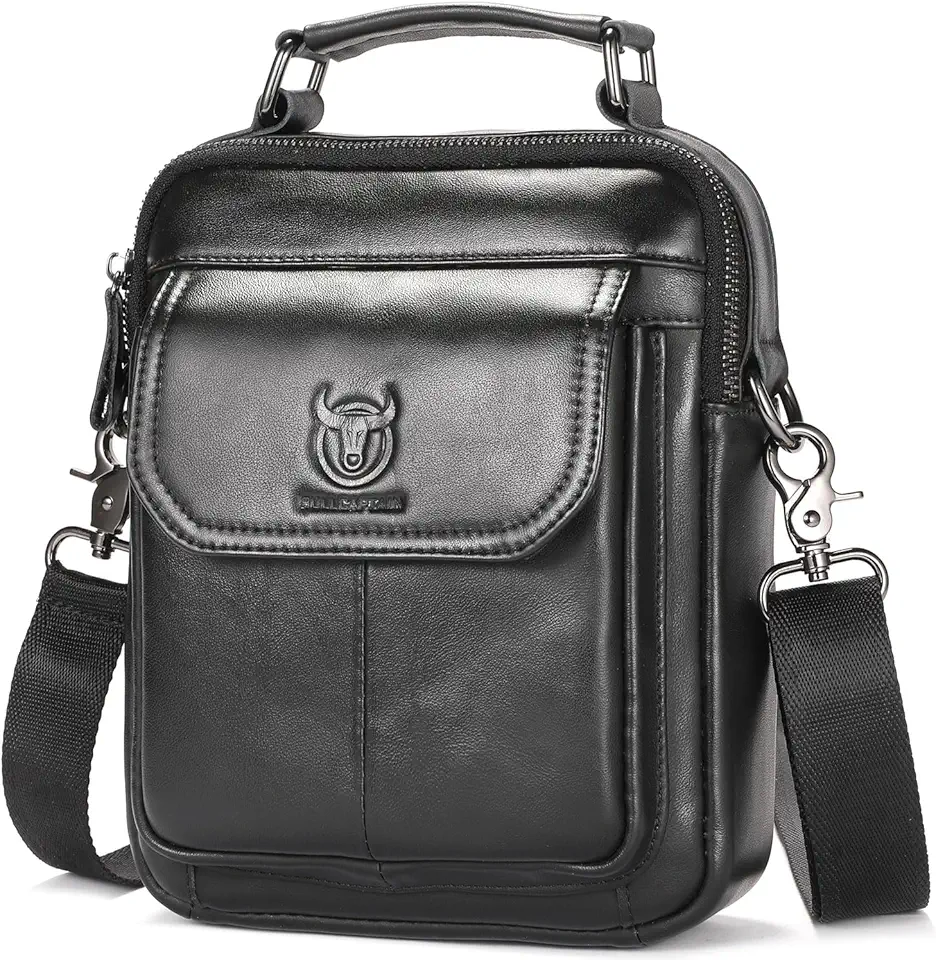 Leather Shoulder Bag for Men Casual Crossbody Bag Travel Vintage Messenger Bag Multi-function Handbag Satchel