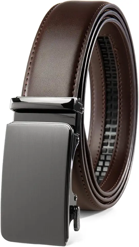 Ratchet Belts for Men-Black/Brown Belt Leather 1 3/8" for Casual Dress-Micro Adjustable Belt