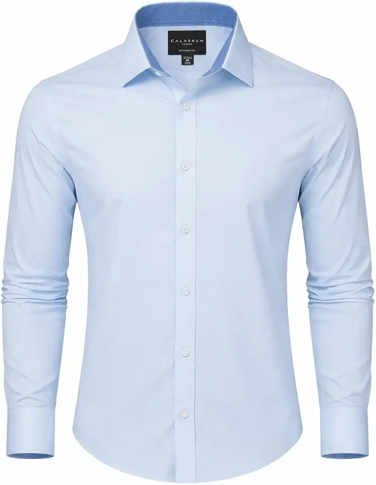 Calabrum Men's Dress Shirts Quick-Dry Wrinkle Free Dress Shirt Relaxed Fit Business Casual Button Down Shirts