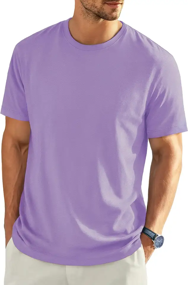 EKLENTSON Men's Cotton Crewneck T-Shirts Short Sleeve Plain Tee Moisture Wicking Casual Tshirts Solid Color
