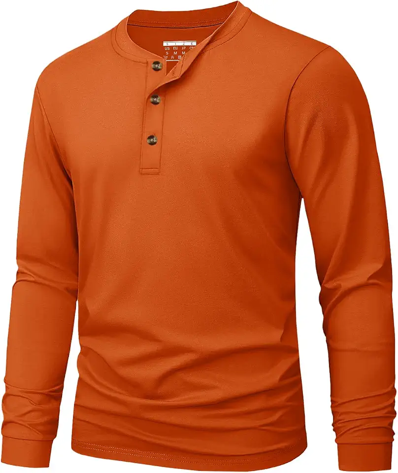MAGNIVIT Men's Cotton Henley Shirt Long Sleeve Solid Color Casual Tee