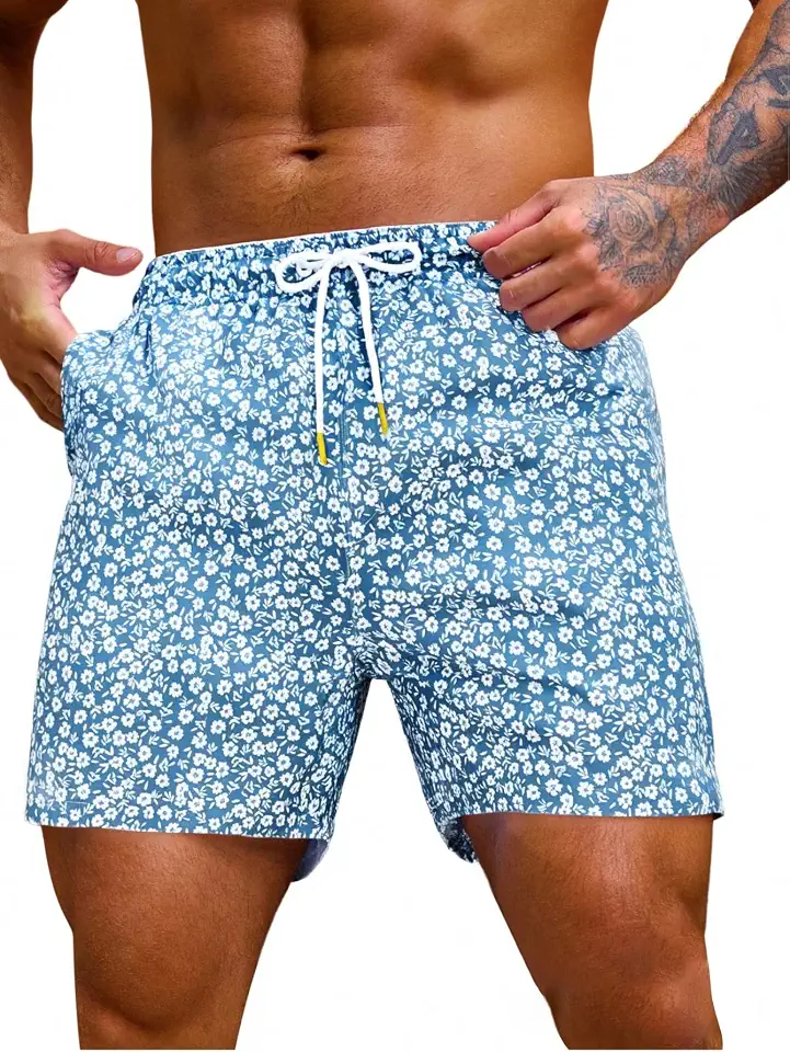 Verdusa Men's 7 Inch Swim Trunks with Pockets Quick Dry Swimsuit
