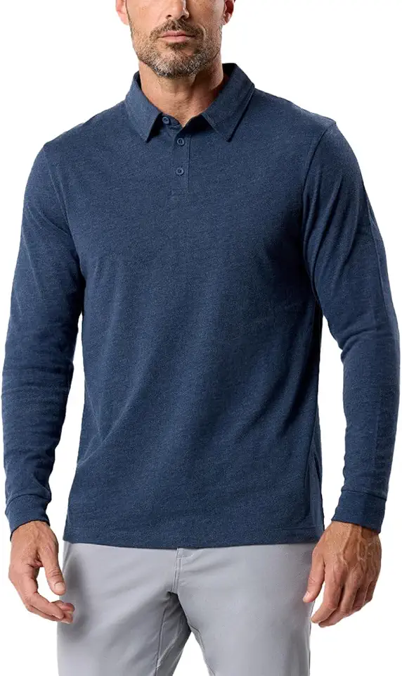 Long Sleeve Polo Shirts for Men Slim Fit Collared Soft Cotton S-4XL