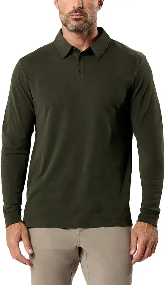 Long Sleeve Polo Shirts for Men Slim Fit Collared Soft Cotton S-4XL