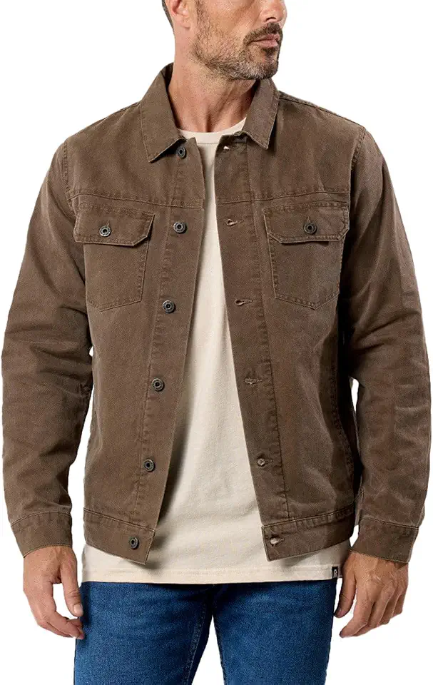 INTO THE AM Trucker Jackets for Men Flannel Lined Canvas Workwear S-4XL