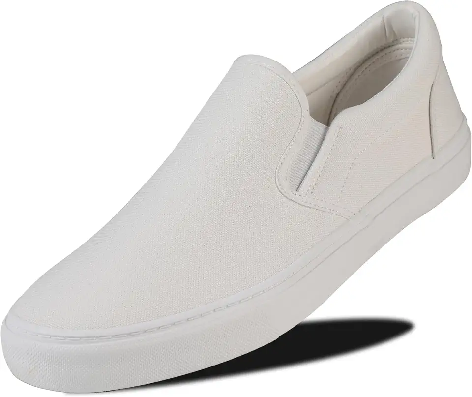 Men's White Slip On Canvas Sneakers