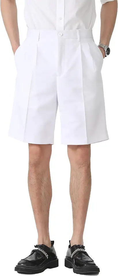 Dubtiy Mens Flat Front Pleat Golf Shorts Casual Wrinkle-Free Shorts