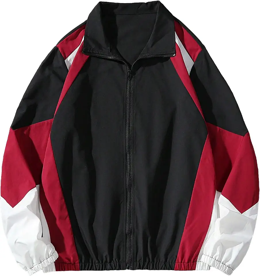 SOLY HUX Men's Varsity Jacket Zipper Color Block Windbreaker Jackets Coats