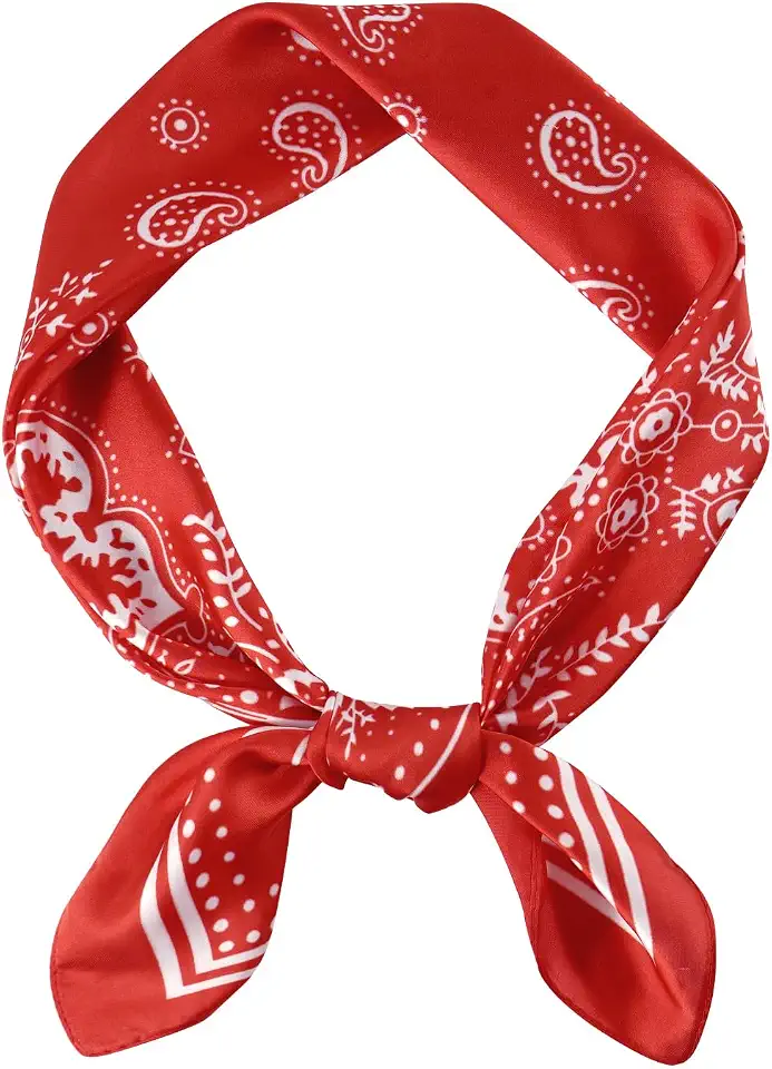 GERINLY Vintage Silk Feel Square Scarf for Men Satin Bandana Tiny Pattern Print Neckerchief Geometry Head Scarf Fashion
