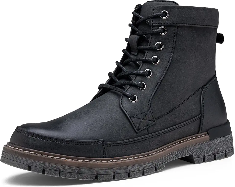 Jousen Men's Motorcycle Combat Dress Boots with Zipper