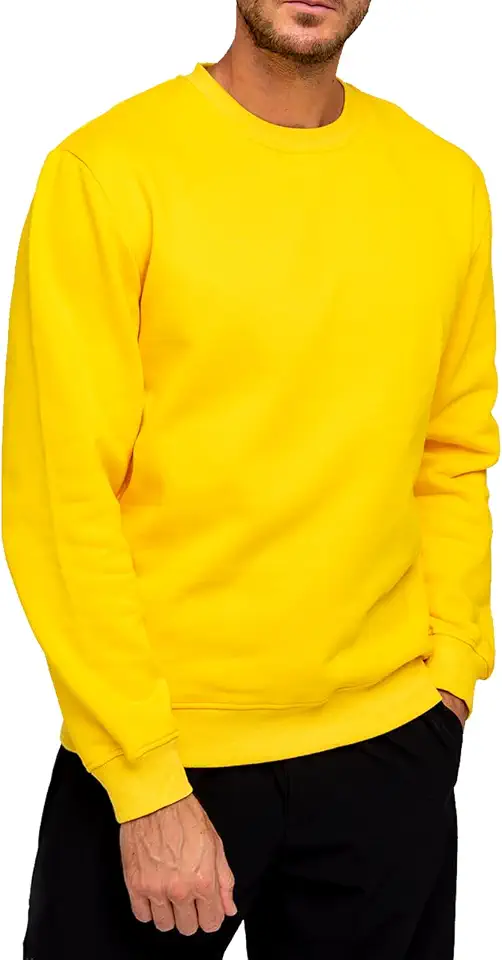 TUVEKE Men's Sweatshirts Soft Long Sleeve Crewneck Sweatshirt Midweight Fleece Sweat Shirt Breathable Pullover Sweater S-3XL