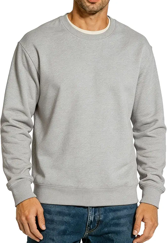 TUVEKE Men's Sweatshirts Soft Long Sleeve Crewneck Sweatshirt Midweight Fleece Sweat Shirt Breathable Pullover Sweater S-3XL