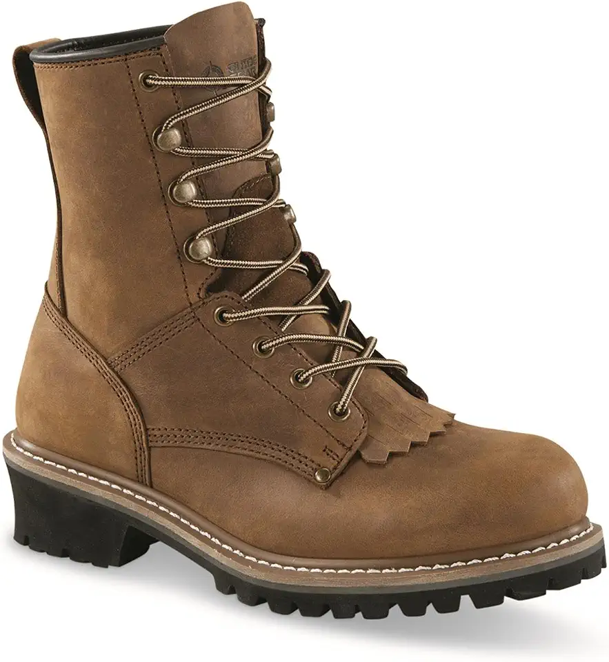 Guide Gear Men's Sawtooth 2.0 Logger Work Boots, Leather Uppers, Rubber Sole Shoes