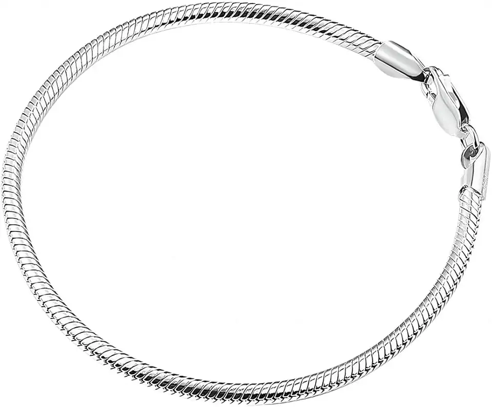 Kim Carrey Men's S925 Sterling Silver Bracelet, Casual Elegant Men's Jewelry, Snake Chain Bracelet Large to Small Sterling Silver Gift for Men