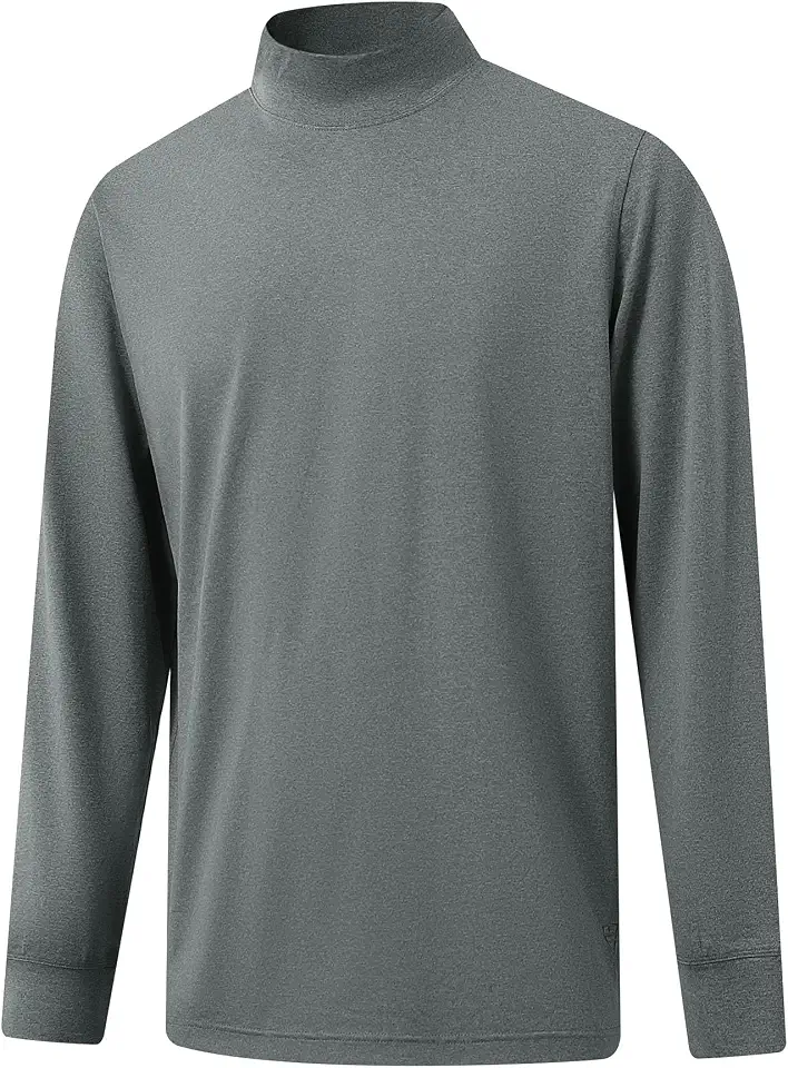 M MAELREG Long Sleeve Shirts for Men Thermal Mock Neck Turtleneck Shirt Heather Basic Golf Pullover Tops Undershirt Sweater