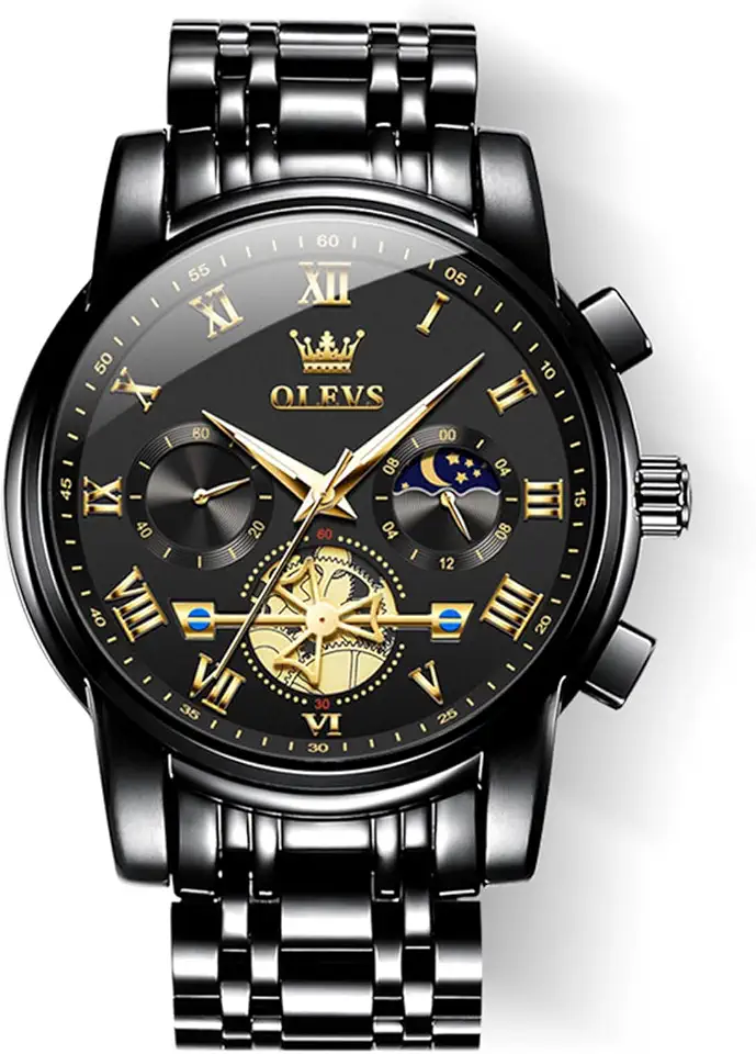 OLEVS Luxury Waterproof Big Face Stainless Steel Multifunction Mens Watches