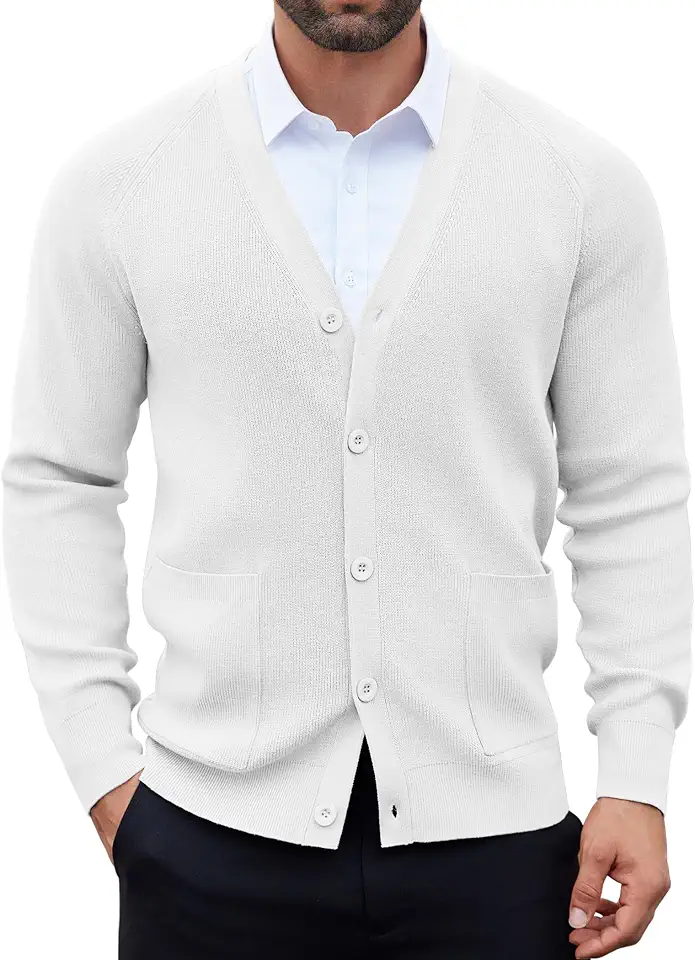 COOFANDY Men's Cardigan Sweaters with Button Lightweight Casual V Neck Long Sleeve Pockets Knitted Sweater